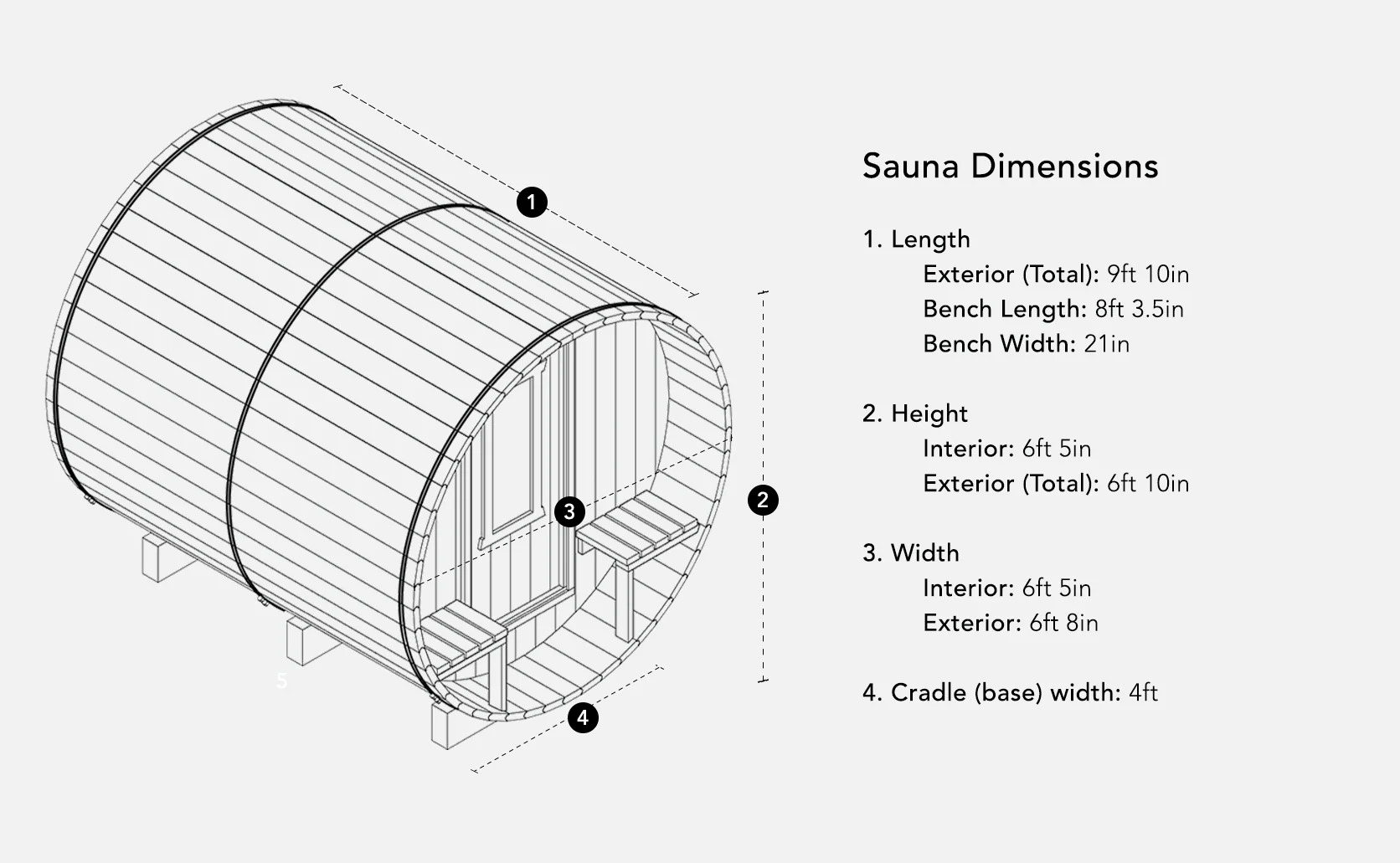10ft Sauna | electric | No Roof | No Rear Window | Standard Door - Image 4