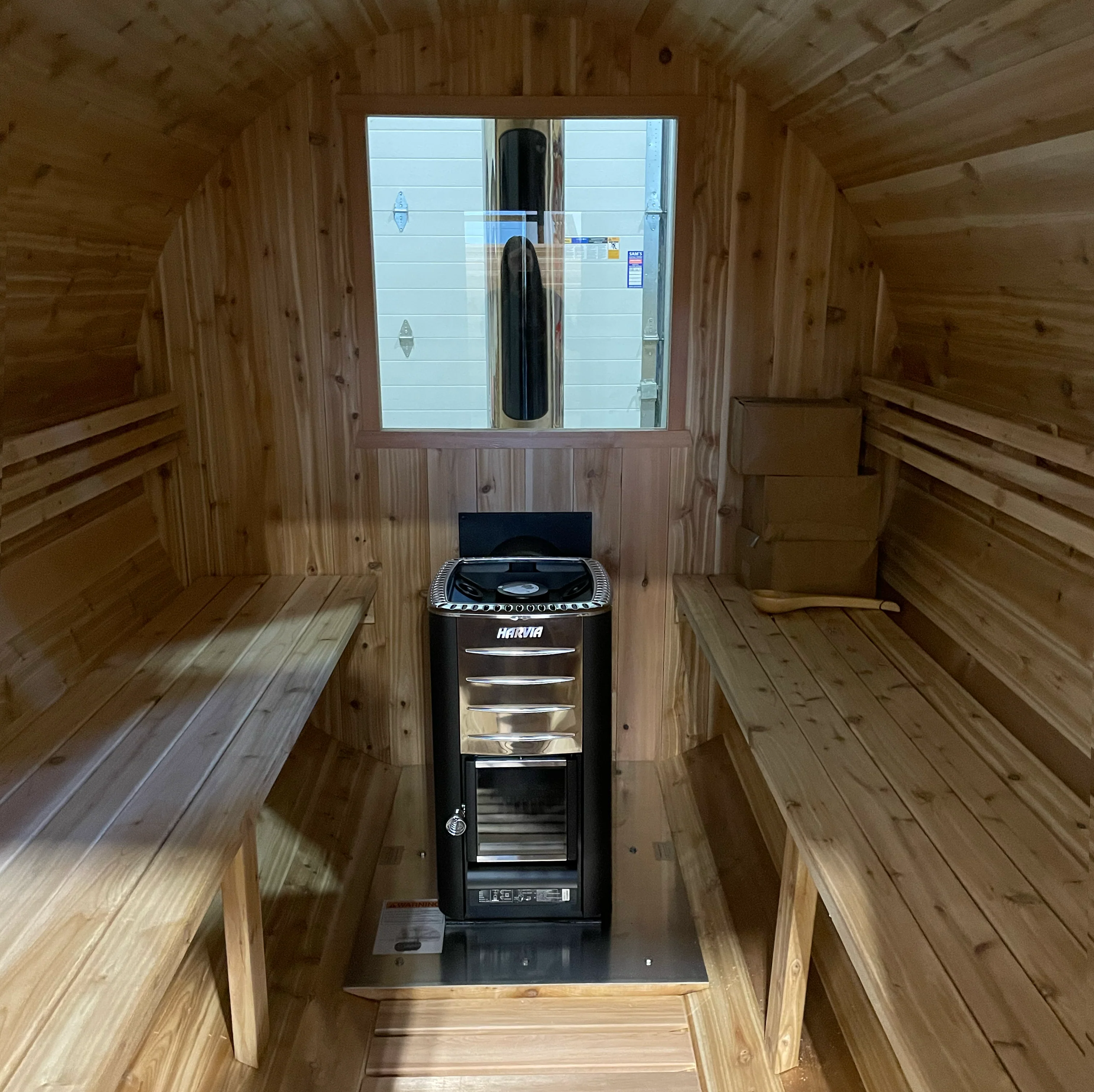 10ft Sauna | wood | Black High Performance Metal Roof | 30" x 30" XL Rear Window | Full Glass Door - Image 2